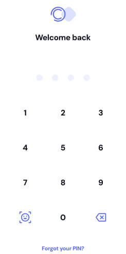 App screen with PIN code