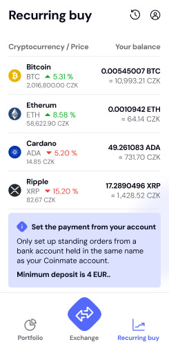 App screen with Recurring Buy