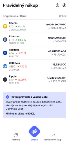 App screen with Recurring Buy