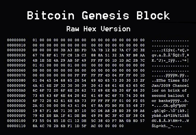 raw hex genesis blok block bitcoin